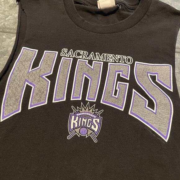 Vintage Sacramento Kings Lee Sport Tee Shirt Tank Top Mens Large Black 90s Y2K - Picture 2 of 9